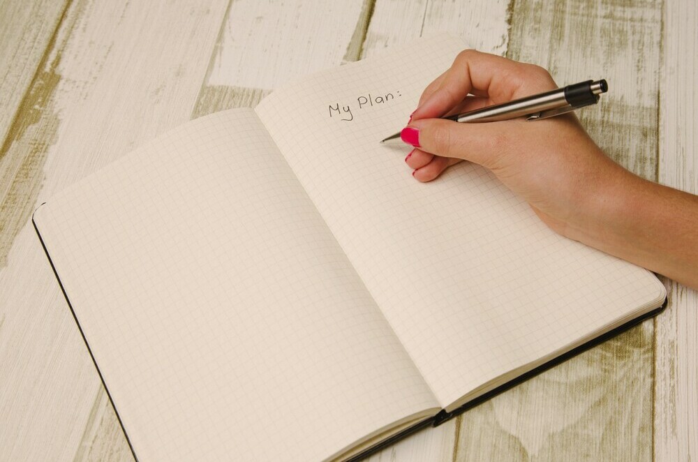 A notebook with the heading