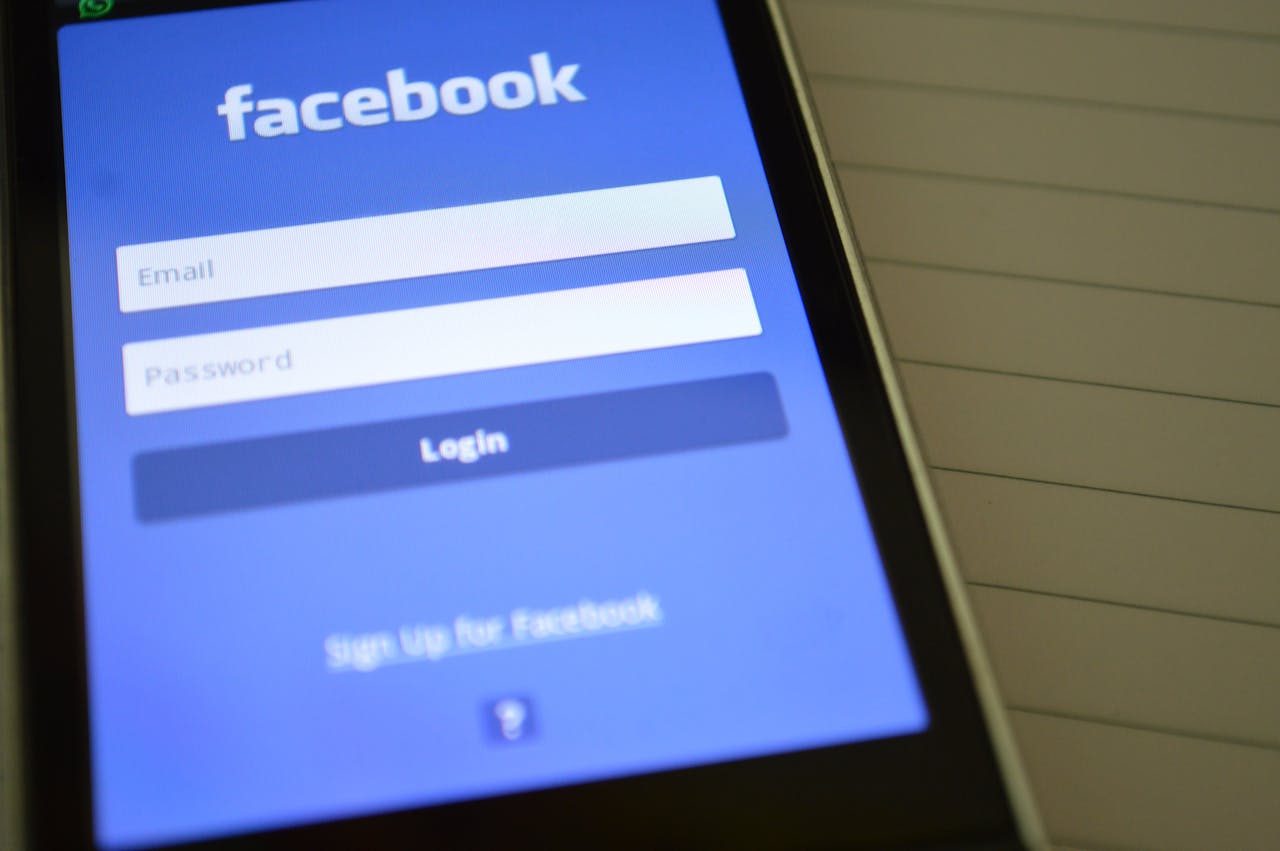 A phone with the facebook login page open